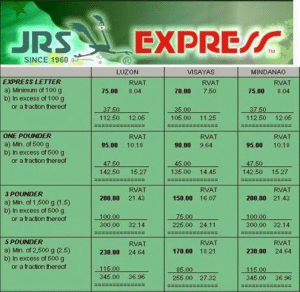 JRS Express Tracking Rates
